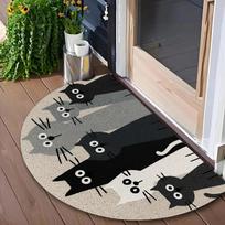 Cartoon Cat Semi-Circular Floor Mat, Cute Animal Entrance Door Mat, Rubbing Dirt On The Entrance Carpet 40X60CM(1.3X2FT
