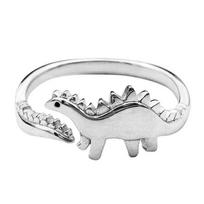 Cute Dinosaur Rings Long-necked Dragon Stegosaurus Jewelry Toy Cute Animal Open Adjustable Ring Gift  for Men Women Rings resizable white