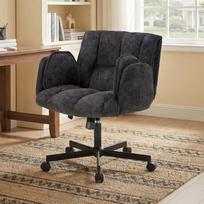 Home office chair, swivel chair, desk chair with casters, rotatable office chair with foldable armrests, load capacity 150kg, height adjustable, black 60 x 68 x 86 cm juoda
