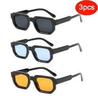 3pcs Vintage Small Square Sunglasses Female Fashion Punk Brand Designer Eyewear Women Driving Sun Glasses Unisex UV400 Goggles black