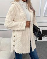 2026 Autumn Winter Euro-American Hooded Plain Cardigan Button Long Sleeve Casual Jacket gray