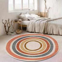 Modern Plush Rainbow Round Mat, Soft Solid Feel, with Stand, for Living Room/Bedroom Decor 120cm gray