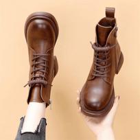 Fashion Rock Shoes Woman Luxury Designer Round Toe Autumn Boots Winter Footwear Boots-Women Clogs Platform Flat Heel Zipper Fashion Ladi 40 brown