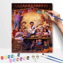 Disney Coco digital oil painting art Miguel and family handmade diy gift home decoration. 50x70cm brown