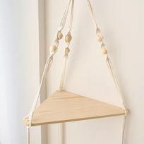 1/2 pakopų plaukiojanti sieninė lentyna medinis trikampis kampinis stendas boho namų dekoracija svetainės miegamojo sienos dekoras 1 tier beige
