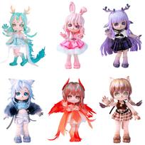 ICY Fortune Days blind box set of 14cm BJD dolls - Beast series doll set, 1 box, made of polyester, PVC, and ABS, pre-painted, perfect as a gift. pink
