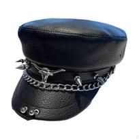 Jotaro Kujo Cosplay Hat, Extraordinary Anime Tale, Metal Insignia Cap, Adjustable Black Brim Rivets Black Bull Head 56-58cm