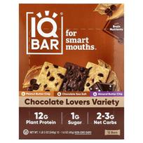 IQBAR, Plant Protein Bars, Chocolate Lover Variety, 12 Bars, 45g (1.6oz) Each