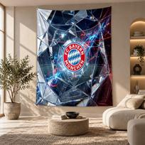 Dekoratyvinis gobelenas, Sieninė dailė su FC Bayern Miuncheno spaudiniu, Lengvas sieninis kabinamas elementas miegamojo fonui 100cmx150cm blue