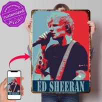 Ed Sheeran Pop Art D Texture Printed Poster Custom Vintage Metal Tin Plate Sign for Wall Art Decoration Garage Decorations Home 30x40cm(11.8x15.7inch) red