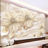 Nuotraukų freska 3D reljefinė Europos prabangių papuošalų gėlių tapetai miegamojo svetainės sofos fono sienos namų dekoravimui 200 cm(W) x 140 cm(H) beige