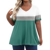 XL-7XL Moteriški didelio dydžio viršutiniai drabužiai Šortai Trumpomis rankovėmis Marškiniai V formos iškirpte Laisvalaikio drabužiai Drabužiai Spausdinti viršutiniai drabužiai XXXL brown