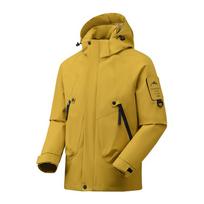 Jaukus vyriškas softshell striukė su gobtuvu, neperšlampamas vėjo nepraleidžiantis lengvas lietpalčio tipo apvalkalas lauko žygiams, kelionėms XL yellow