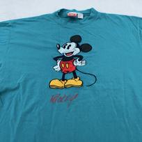 Vintage Mickey Mouse Embroidered Shirt Mens L/XL Teal Walt Disney Cartoon 90s 2XL blue