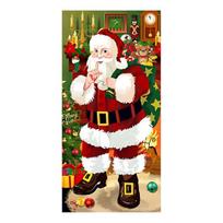 Kalėdinė durų uždanga Kalėdų Senelis Kabantis priekinių durų papuošimas Juokingas Kalėdų Senelio baneris Linksmų Kalėdų Žiemos fonas C black