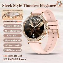 2026 Ultra Thin Women Smart Watch Diamond Frame Screen Always Display Time  Bracelet Bluetooth Call Waterproof Fashion Smartwatch Ladies Best Gift Gold black