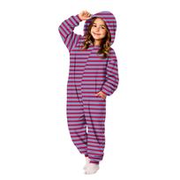 Kids Striped Printed Flannel Loungewear Set for Sleep and Home Comfort 120 violetinė