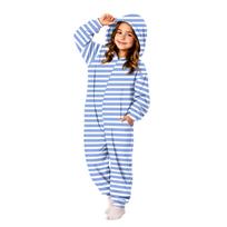 Kids Striped Printed Flannel Loungewear Set for Sleep and Home Comfort 140 mėlyna