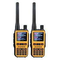 2 vnt./pakuotė Baofeng UV-5R Mini dviejų juostų, dviejų PTT radijo stotelė 5RMINI Oro juostos imtuvas 5W Kompaktiška VOX FM mėgėjų radijo stotelė C tipo įkrovimas geltona