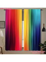 Set Of 2 Vibrant Rainbow Gradient Striped Pattern Curtains Designed Light Blocking Premium Material Suitable Kids Room Curtain Polyester W100*H70(CM)-Grommet top&2PCS multi