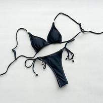 Micro Bikinis Sexy Women Swimsuits Female Solid Swimwear Bikini Set Bathing Suit Swimming Suits Beachwear Biquini L black