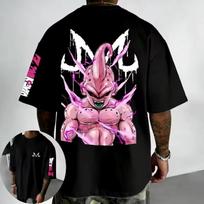 Dragon Ball Anime Cotton T-shirt 2026 Summer New Majin Buu Printed Summer unisex Loose and Breathable cotton T-shirt Top L pink