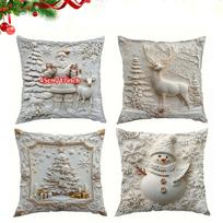 White Christmas Gaddi Rock 4PCS Pack 16x16 18x18 20x20 Height Comfortable Sofa Winter Theme white