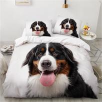 3D Dog Bedding Set Europe Queen King Double Duvet Cover Pet Puppy Pattern Quilt Cover Bed Set Animal Comforter Cover EU Single(135*200cm)3pcs black
