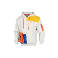 Puma Retro Block Full-Zip Hooded Sherpa Jacket Men Jackets Grey Blue Yellow 530711-05 M white