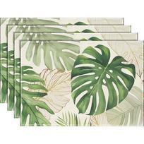 4/6/8pc Rustic Farmhouse Linen Placemats Vibrant Green Lime Slices Leaves Pattern Table Mats Heat Resistant Kitchen Dining Mats 4pcs beige
