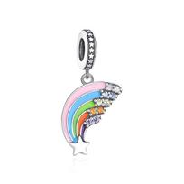 925 Silver Charms Star Moon Blue Crystal Glass Beads Fit Bracelets Necklaces Jewelry For Women white