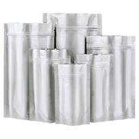 100Pcs Silver Zip Lock Pure Mylar Foil Stand Up Bag Self Seal Reusable Resealable Tear Notch Doypack Food Storage Pack Pouches Other white