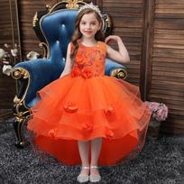 Girl S Princess Dress For Flower Girl Pageant Piano Performance 140cm oranžinė