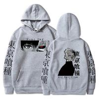Tokyo Ghoul Hoodie Anime Megztiniai Ken Kaneki Grafiškai marginti džemperiai Vyriški laisvalaikio hiphopo gatvės apranga, poros megztiniai 5XL gray