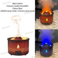 „Volcanic Flame Aroma Diffuser“ eterinis aliejus 360 ml USB nešiojamas oro drėkintuvas su dūmų žiedu nakties šviesos lempos kvapu juoda