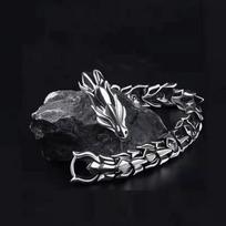 Vintage Personality Dragon Head Stainless Steel Chain Bracelet for Men Women Punk Style Dragon Bone Bangle Hip Hop Rock Jewelry black