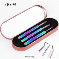 Manicure Stainless Steel Tweezers Colorful Titanium Set Pro Nail Scissors Clipper Tools Acne Needle Beauty Tool Kit Set F gray