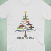 Merry Fishmas T Shirt | Funny Fishing Christmas Shirt | Fish Christmas Tree Tee | Fisherman Holiday Gift | Xmas Fishing Shirt | Gift For Him M gray