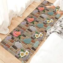 Kilimėlis prie lovos su akmens gėlių raštu Grindų kilimėlis prie lovos galvūgalio Miegamajam Balkonui Prieškambariui Langų kilimėlis Durų kilimėlis 60 * 160Cm beige
