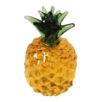 Dirbtinių krištolinių vaisių figūrėlė skaidraus stiklo braškių ananasų persimonų citrinos banano statulos skulptūra C black