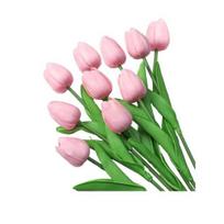 10 Pcs Artificial Tulip Flowers Faux PU Tulip Bouquet with Long Stem Real Touch Flower Arrangement for Wedding Table Centerpiece Mother's Day Spring white