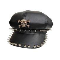 Hip Hop Beret Dark Painter Hat Skull Grunge Hat Cabbie Hat for Daily Wear black