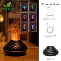 Colorful Flame Aromatherapy Humidifier Cool Mist Maker 130ml USB Essential Oil Aroma Diffuser for Home Bedroom Office Hotel black