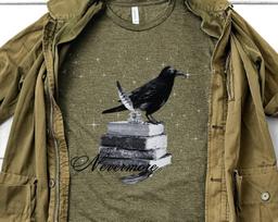 Nevermore Raven Edgar Allan Poe Academia Aesthetic Whimsigoth Gothic Unisex Jersey Short Sleeve Tee 4XL gray
