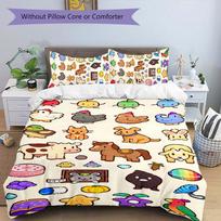 stardew valley 3pcs Bedding Set Duvet Cover Closure Includes 1 Duvet Cover & 2 Pillowcases for All Seasons Bedroom Home Dorm Decor 140cmx200cm white