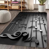 3D muzikos natų kilimas, lengvas, neslystantis, plaunamas kilimėlis muzikos studijai, svetainei, miegamajam, garso bangos, namų dekoracija 50cmx80cm gray