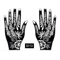 New Fashion Henna Tattoo Stencil Temporary Hand Tattoos DIY Body Art Paint Sticker Template Indian Wedding Painting Kit Tools black
