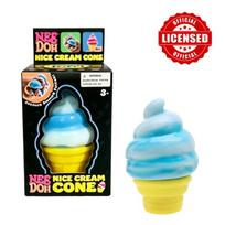 Schylling NeeDoh Nice Cube Ledų ragelio formos minkštas spaudomas žaislas-fidgetas Staigmena Streso mažinimas Šventės dekoracija Dovana blue