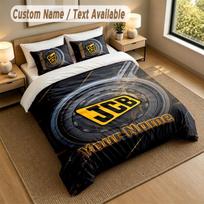 Bedding Set 1 Duvet Cover 2 Pillowcases JCB Print Soft Bed Linen Bedroom Decor 135cmx200cm brown