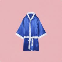 Stage Walkout Robe Lightweight Boxing Satin Gown for Fighters, Competition, Blue Xxl